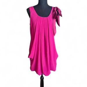 James Lacroix sleeveless dress with bow detail pleated flowy front Size Large